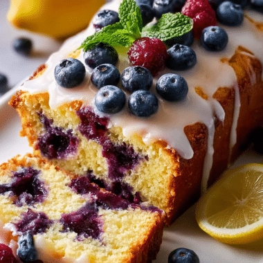 Lemon Blueberry Loaf Cake With Glaze