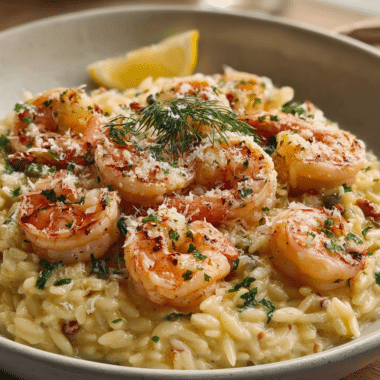 One Pan Parmesan Orzo With Shrimp Quick Creamy Dinner