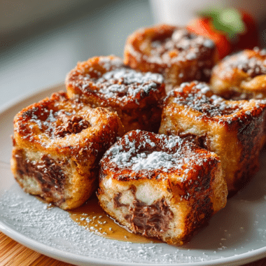Sweet Nutella Stuffed French Toast Roll Ups