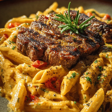 Creamy Bold Garlic Butter Pepper Jack Steak Penne