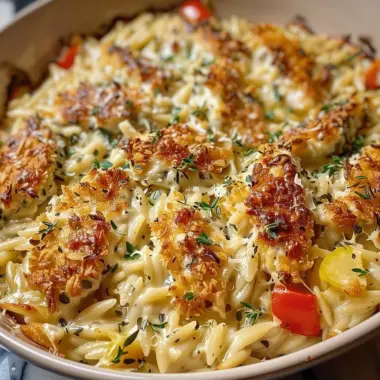 Easy Boursin Orzo Bake