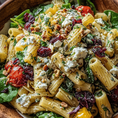 Feta & Cranberry Rigatoni Salad With Lemon Vinaigrette