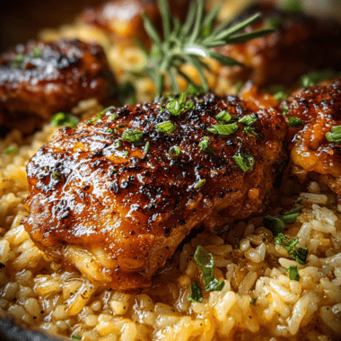One Pan Creamy Tangy Bbq Chicken and Rice