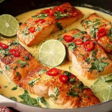 Poached Salmon in Coconut Lime Sauce