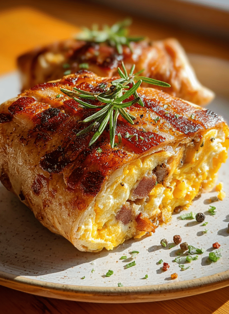 Savory Beef Bacon Breakfast Burritos