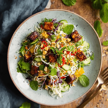 Spicy Tempeh and Rice Noodle Salad
