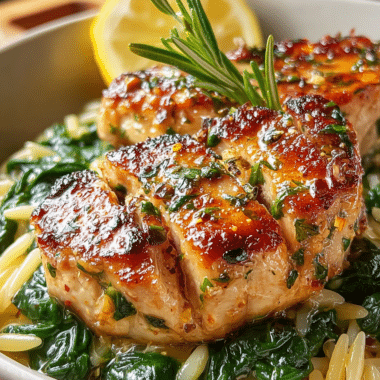 Lemon Chicken Orzo With Spinach